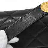 【5ia0428】シャネル ショルダーバッグ ミニマトラッセ チェーンショルダー キャビアスキン ブラック ゴールド金具【中古】レディース