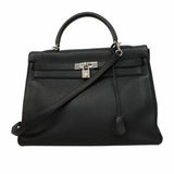 【5ia0545-h】エルメス ハンドバッグ ケリー35 トゴ ブラック シルバー金具 □G刻印【中古】レディース