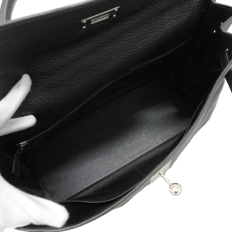 【5ia0545-h】エルメス ハンドバッグ ケリー35 トゴ ブラック シルバー金具 □G刻印【中古】レディース