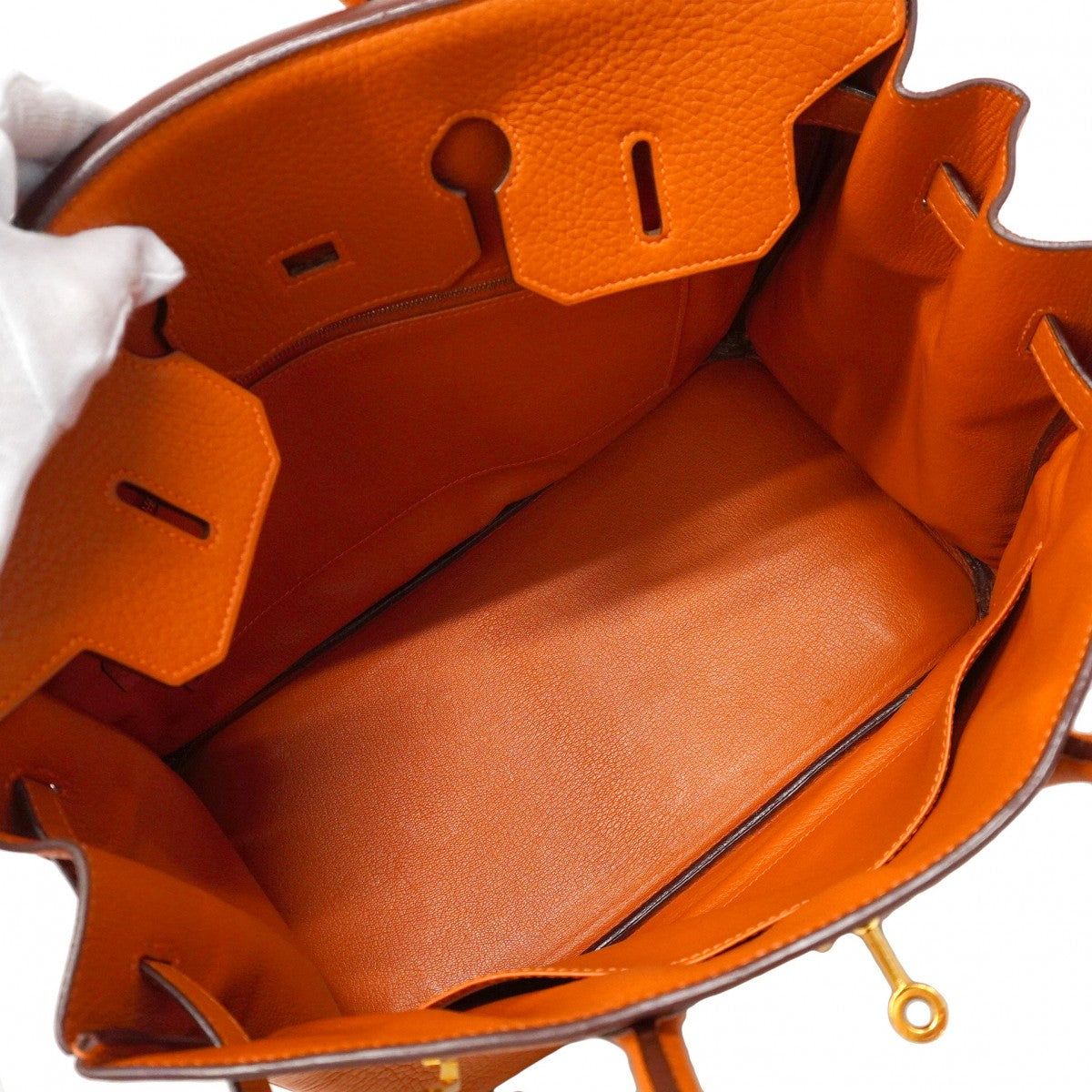 【5ia0546-h】エルメス ハンドバッグ バーキン35 トリヨンクレマンス オレンジ ゴールド金具 □I刻印【中古】レディース