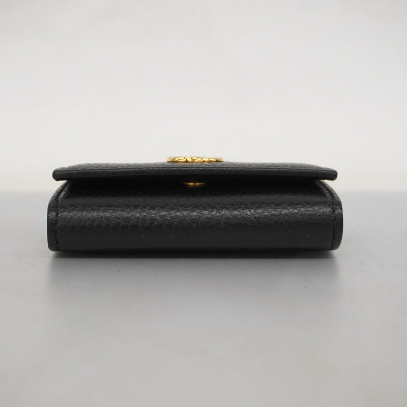 【5ia0655-h】グッチ キーケース GGマーモント 456118 レザー ブラック ゴールド金具【中古】レディース