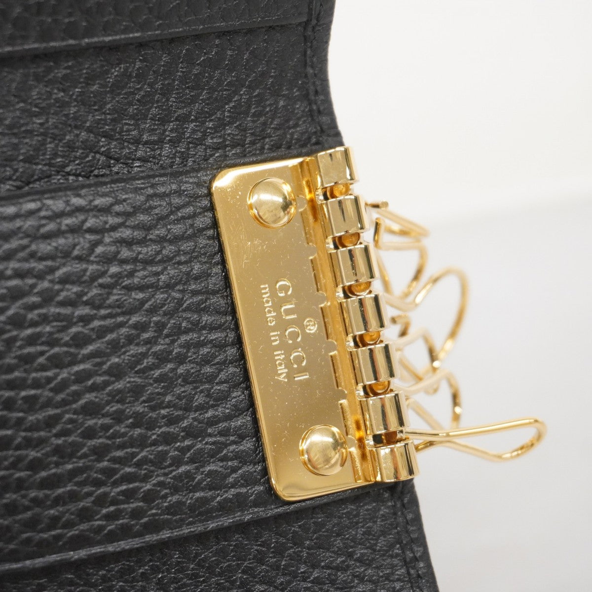 【5ia0655-h】グッチ キーケース GGマーモント 456118 レザー ブラック ゴールド金具【中古】レディース