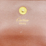 【5ia0680-h】カルティエ コインケース マスト レザー ボルドー ゴールド金具【中古】レディース