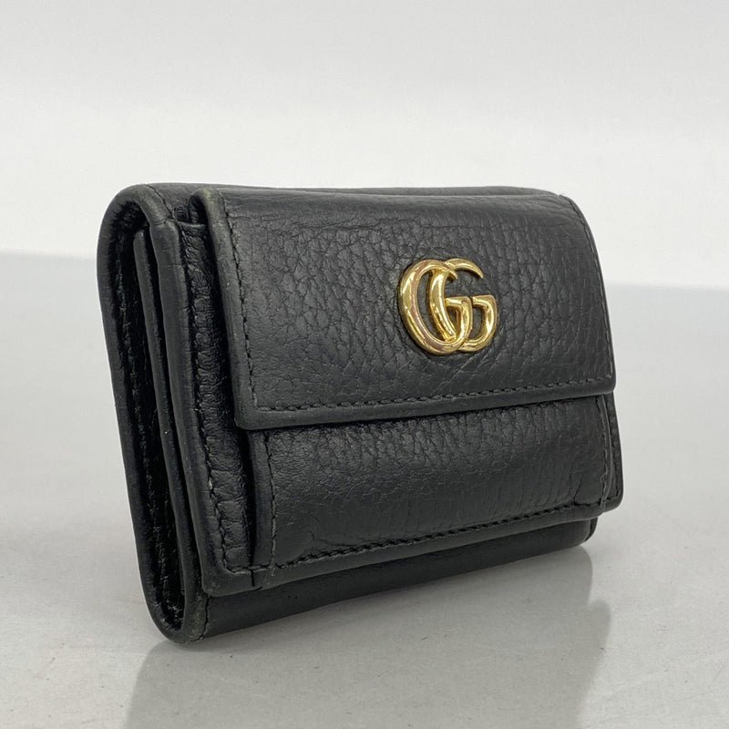 5ia0737-h】グッチ 三つ折り財布 GGマーモント 523277 レザー