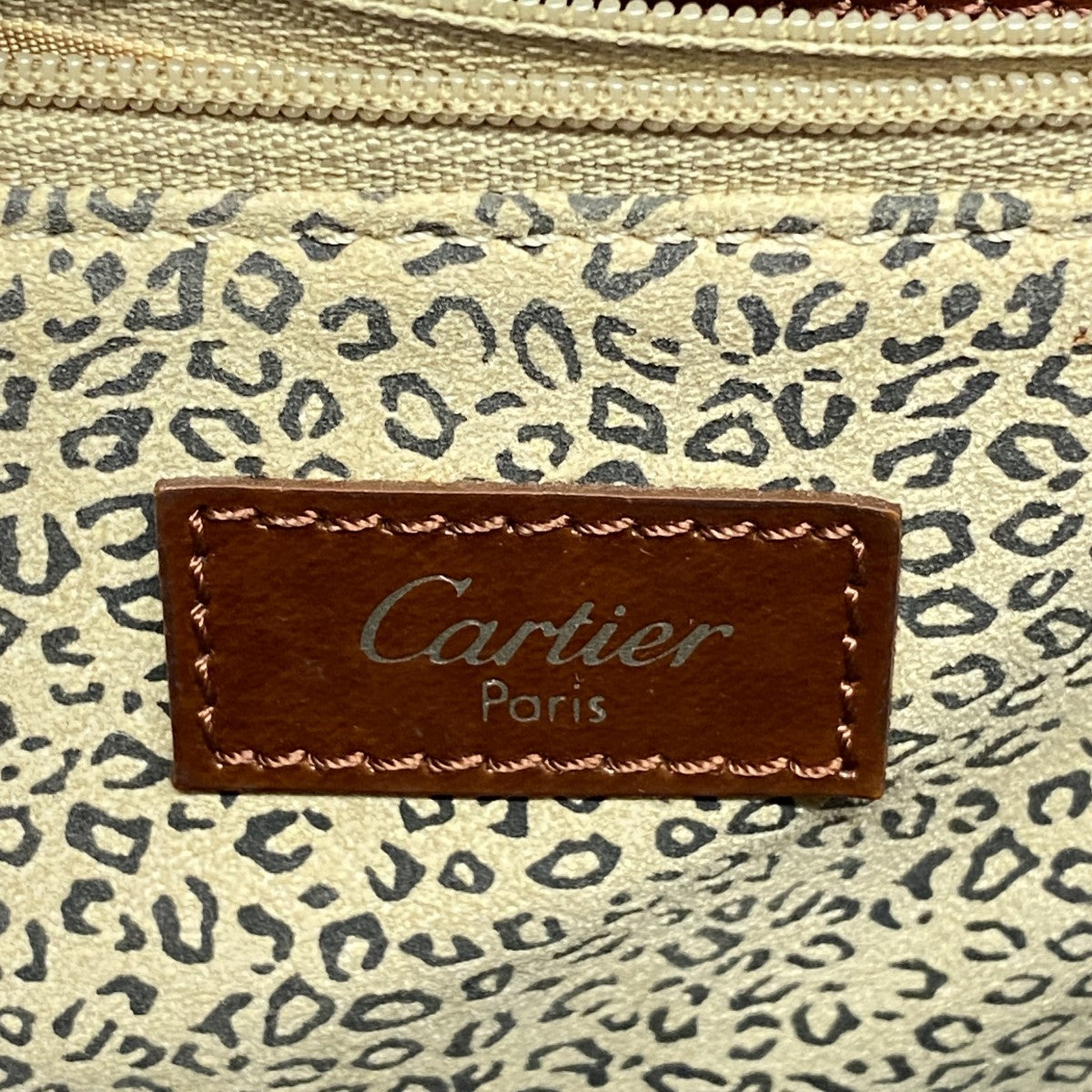 【5ia0742-h】カルティエ ショルダーバッグ パンテール レザー ブラウン シルバー金具【中古】レディース