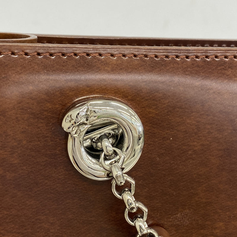 【5ia0742-h】カルティエ ショルダーバッグ パンテール レザー ブラウン シルバー金具【中古】レディース