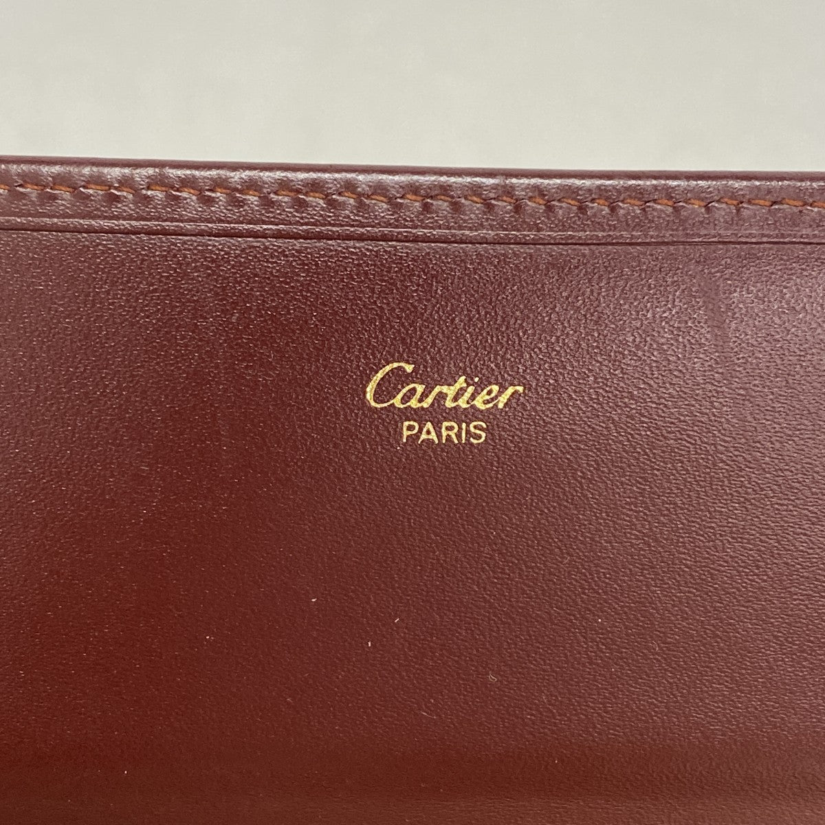 【5ia0743-h】カルティエ 長財布 マスト レザー ボルドー ゴールド金具【中古】レディース