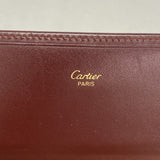 【5ia0743-h】カルティエ 長財布 マスト レザー ボルドー ゴールド金具【中古】レディース
