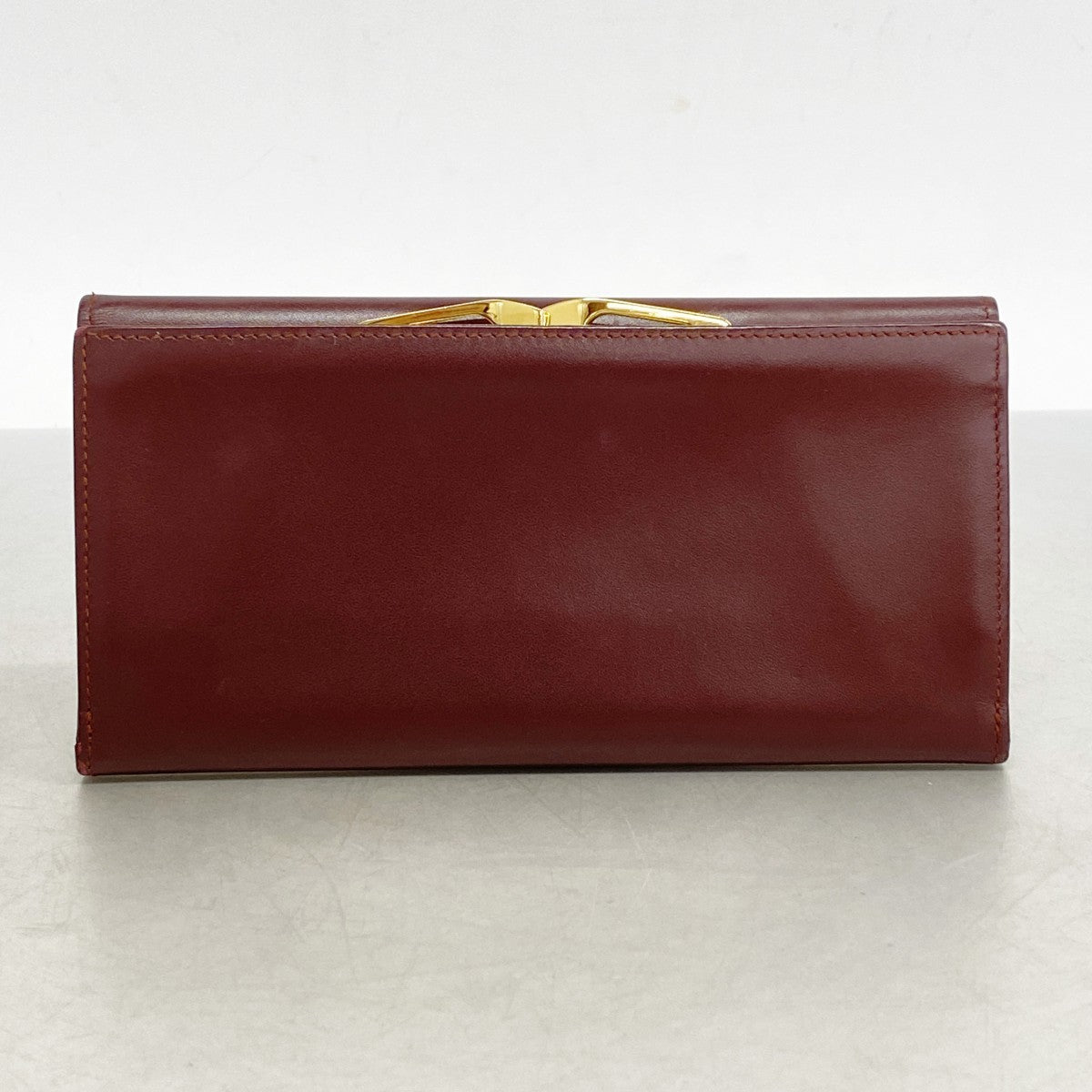 【5ia0743-h】カルティエ 長財布 マスト レザー ボルドー ゴールド金具【中古】レディース