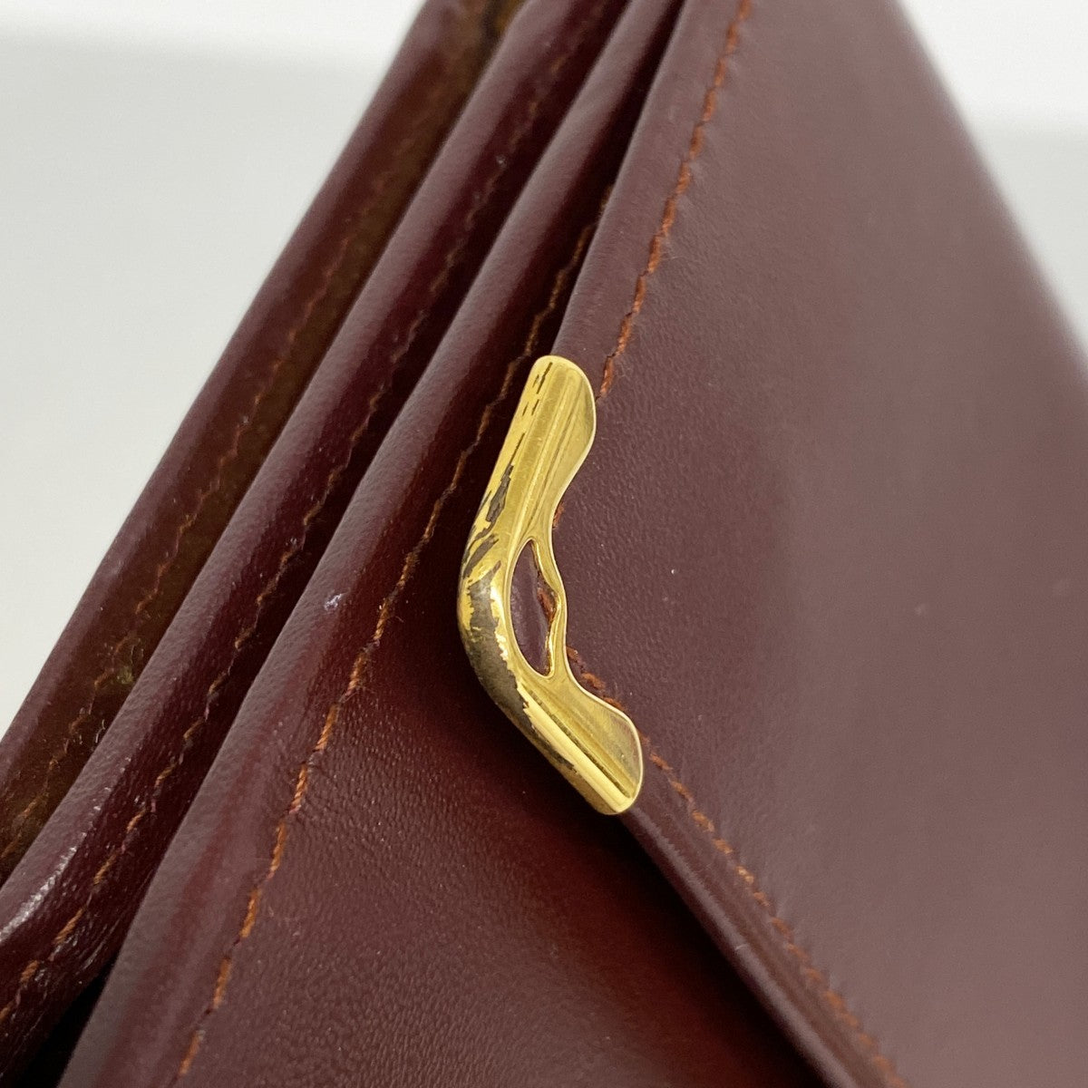 【5ia0743-h】カルティエ 長財布 マスト レザー ボルドー ゴールド金具【中古】レディース