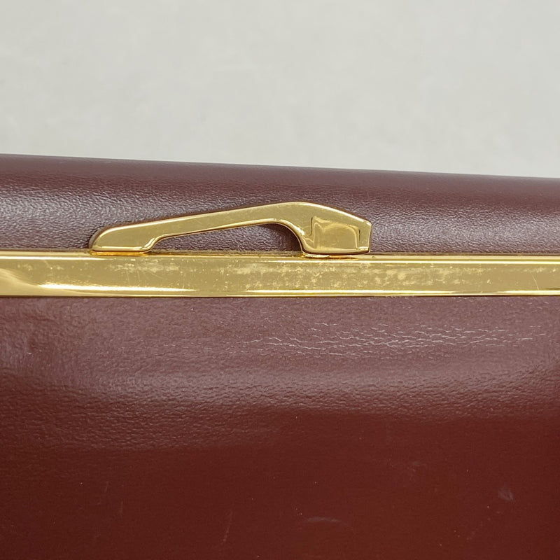 【5ia0743-h】カルティエ 長財布 マスト レザー ボルドー ゴールド金具【中古】レディース