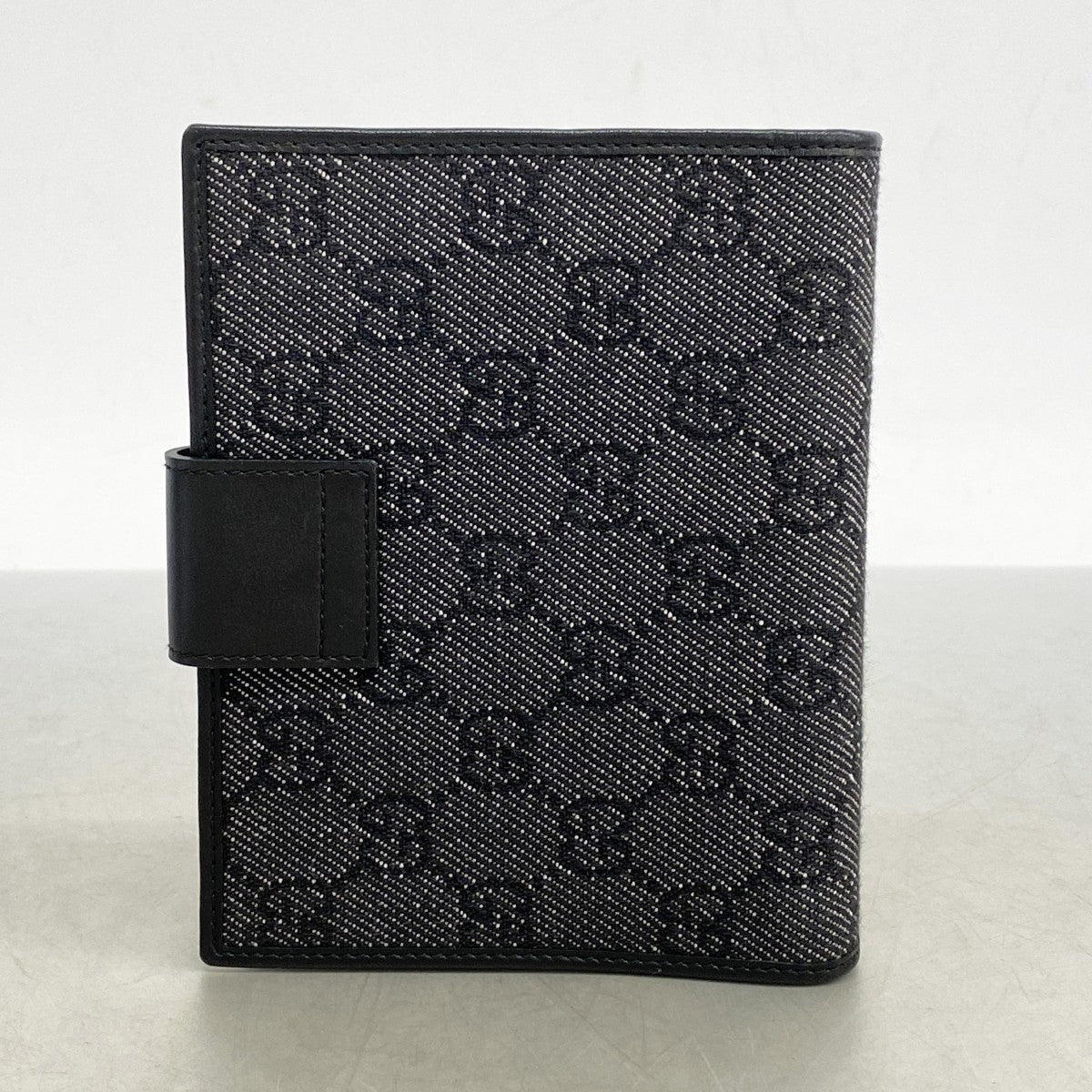 【5ia0746-h】グッチ 手帳カバー 74259 デニム ブラック シルバー金具【中古】レディース
