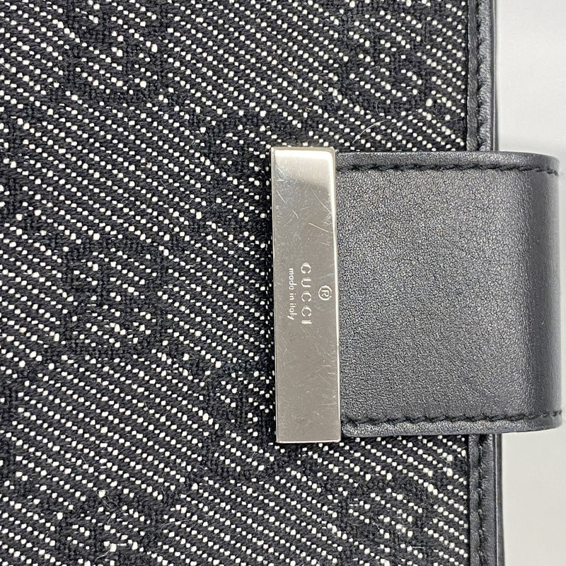 【5ia0746-h】グッチ 手帳カバー 74259 デニム ブラック シルバー金具【中古】レディース