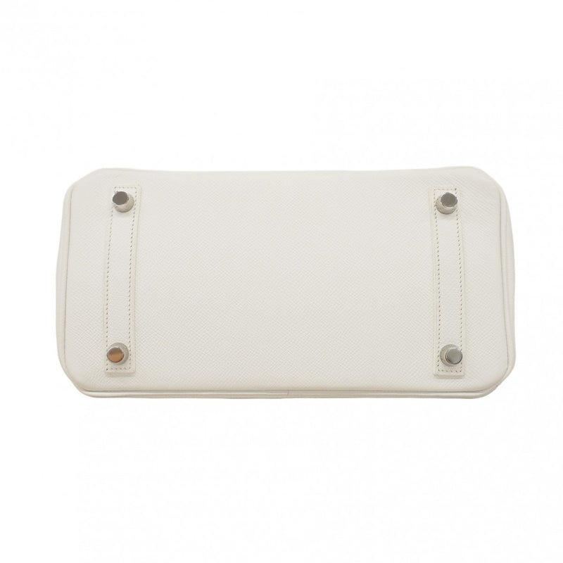 【5ia0793-h】エルメス ハンドバッグ バーキン25 ヴォーエプソン ホワイト シルバー金具 □M刻印【中古】レディース