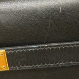 【5ia0940-h】エルメス ハンドバッグ ケリー35 ボックスカーフ ブラック ゴールド金具 □D刻印【中古】レディース