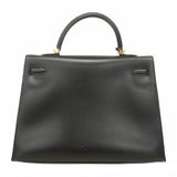 【5ia0940-h】エルメス ハンドバッグ ケリー35 ボックスカーフ ブラック ゴールド金具 □D刻印【中古】レディース