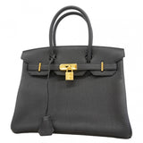 【5ia0947-g-h】エルメス ハンドバッグ バーキン30 トゴ ブラック ゴールド金具 B刻印【中古】レディース