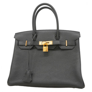 【5ia0949-g-h】エルメス ハンドバッグ バーキン30 トゴ ブラック ピンクゴールド金具 Y刻印【中古】レディース