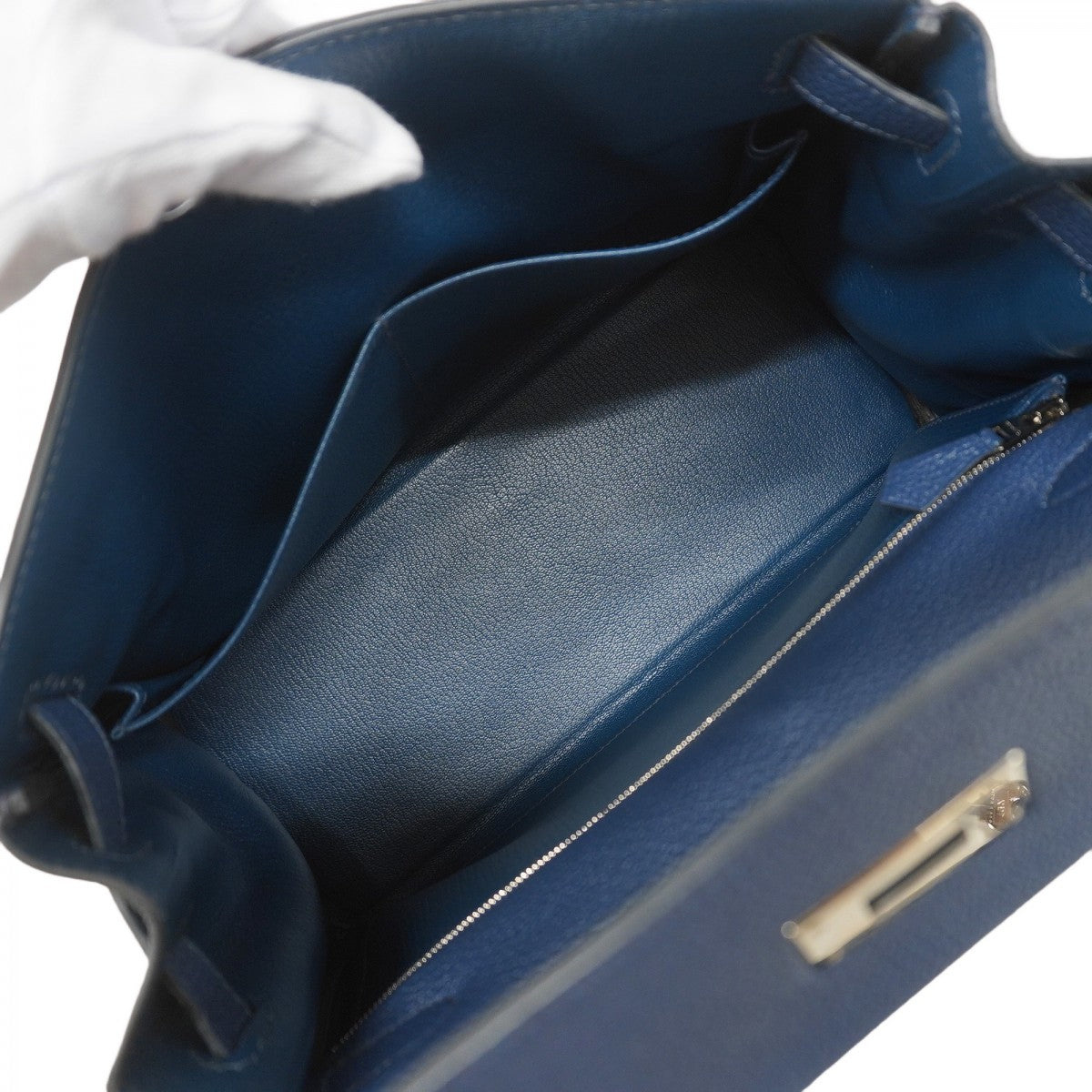 【5ia0950-h】エルメス ハンドバッグ ケリー28 トリヨンノビーヨ ブルーサフィール シルバー金具 Z刻印【中古】レディース