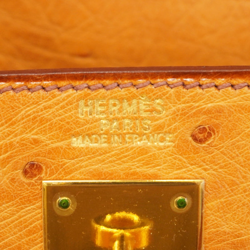 【5ia0952-h】エルメス ハンドバッグ ケリー32 オーストリッチ チェスナッツ ゴールド金具 □D刻印【中古】レディース