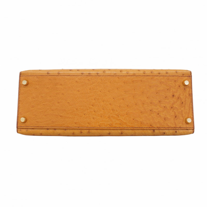 【5ia0952-h】エルメス ハンドバッグ ケリー32 オーストリッチ チェスナッツ ゴールド金具 □D刻印【中古】レディース