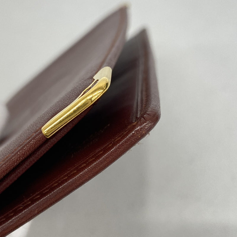 【5ib1271】カルティエ 長札入れ マスト レザー ボルドー ゴールド金具【中古】レディース
