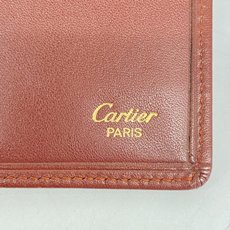 【5ib1271】カルティエ 長札入れ マスト レザー ボルドー ゴールド金具【中古】レディース