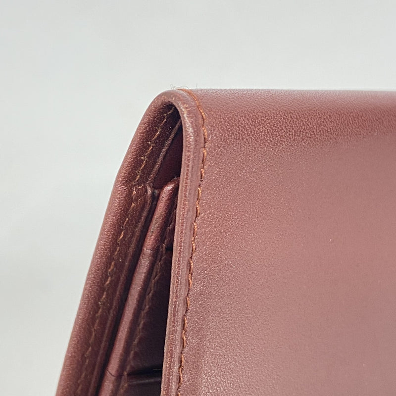 【5ib1271】カルティエ 長札入れ マスト レザー ボルドー ゴールド金具【中古】レディース