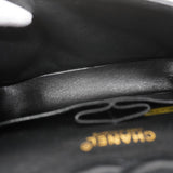 【5ib1297-h】シャネル ショルダーバッグ マトラッセ Wフラップ Wチェーン キャビアスキン ブラック ゴールド金具【中古】レディース