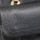 【5ib1297-h】シャネル ショルダーバッグ マトラッセ Wフラップ Wチェーン キャビアスキン ブラック ゴールド金具【中古】レディース