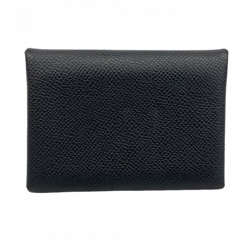 【5ib1338】エルメス カードケース カルヴィデュオ ヴォーエプソン ブラック シルバー金具 W刻印【中古】メンズ レディース ユニセックス