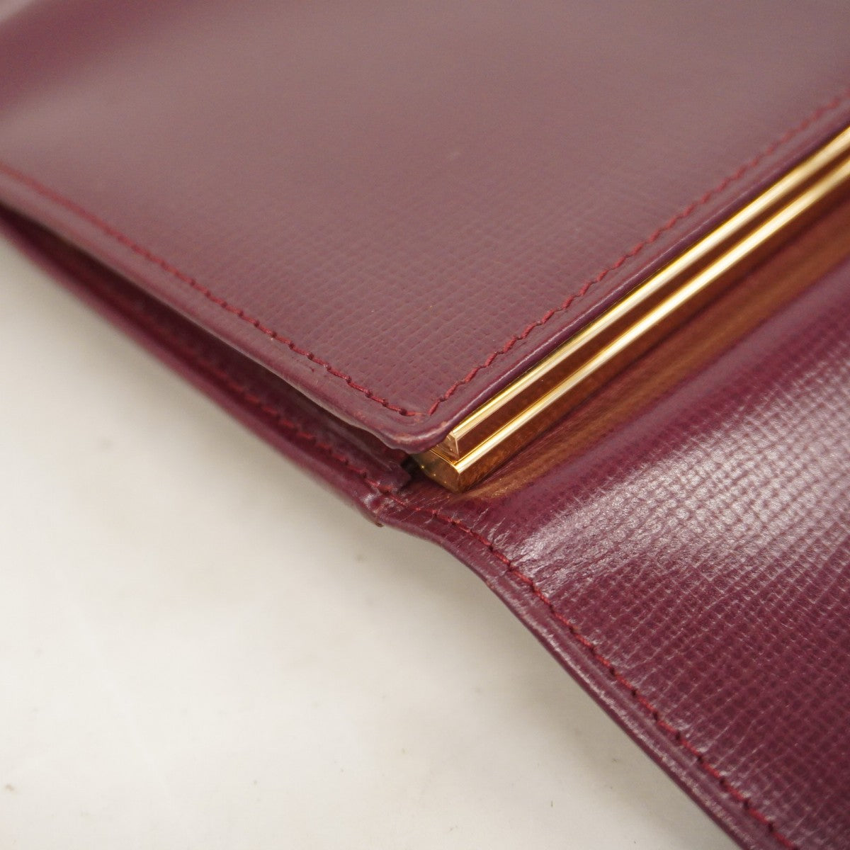 【5ib1404-h】カルティエ 長財布 マスト レザー ボルドー ゴールド金具【中古】レディース