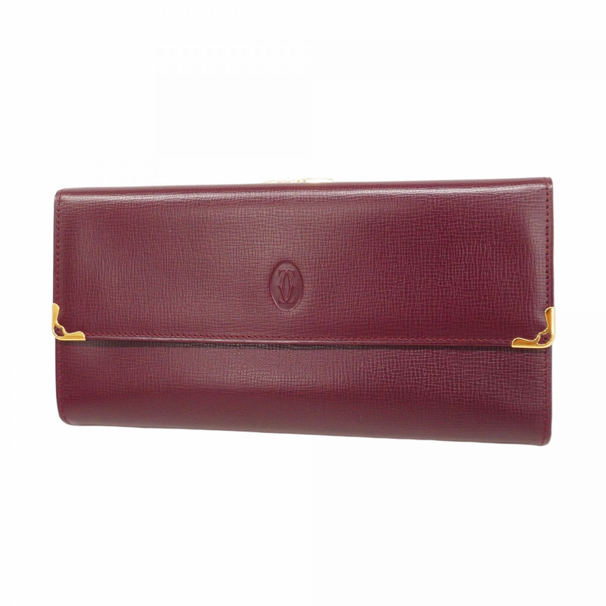 【5ib1404-h】カルティエ 長財布 マスト レザー ボルドー ゴールド金具【中古】レディース