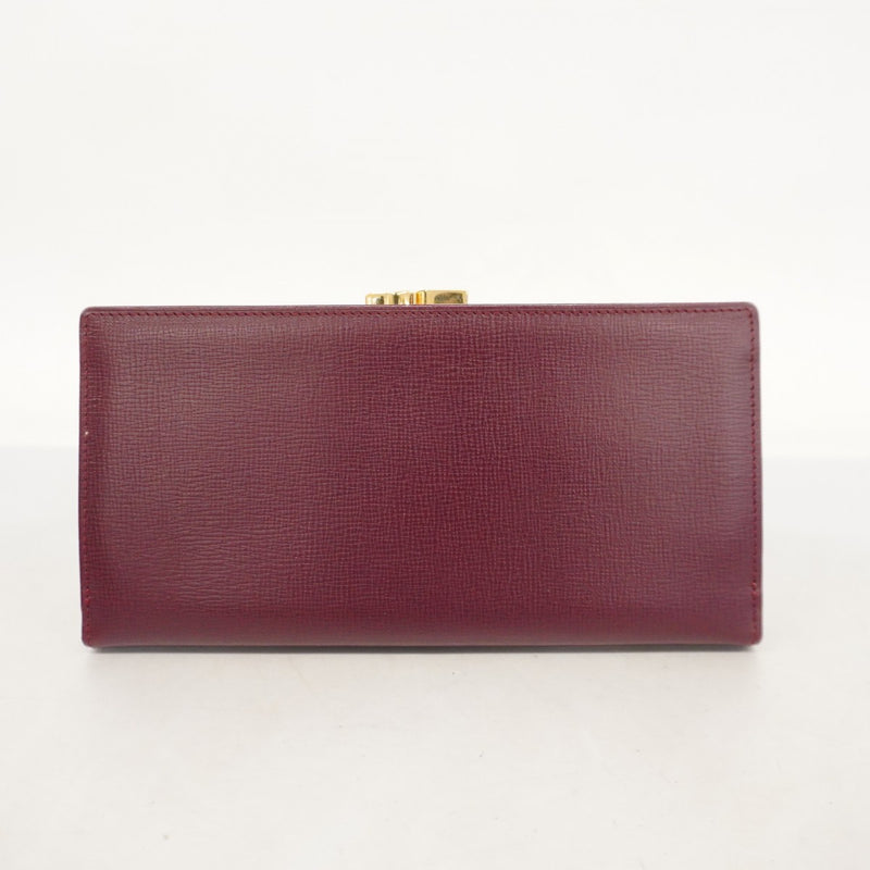 【5ib1404-h】カルティエ 長財布 マスト レザー ボルドー ゴールド金具【中古】レディース