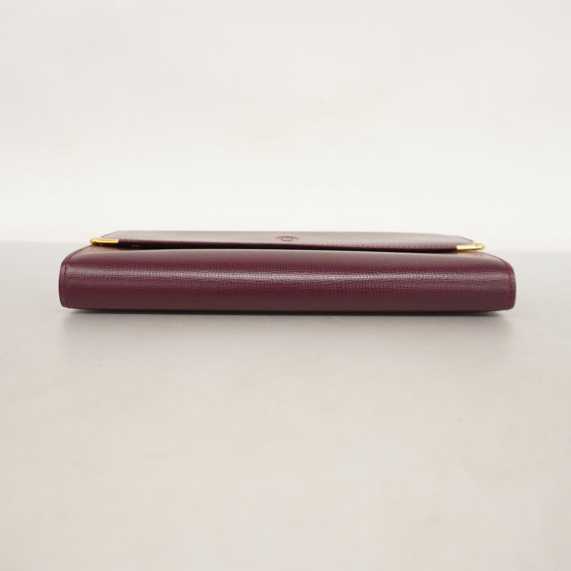 【5ib1404-h】カルティエ 長財布 マスト レザー ボルドー ゴールド金具【中古】レディース