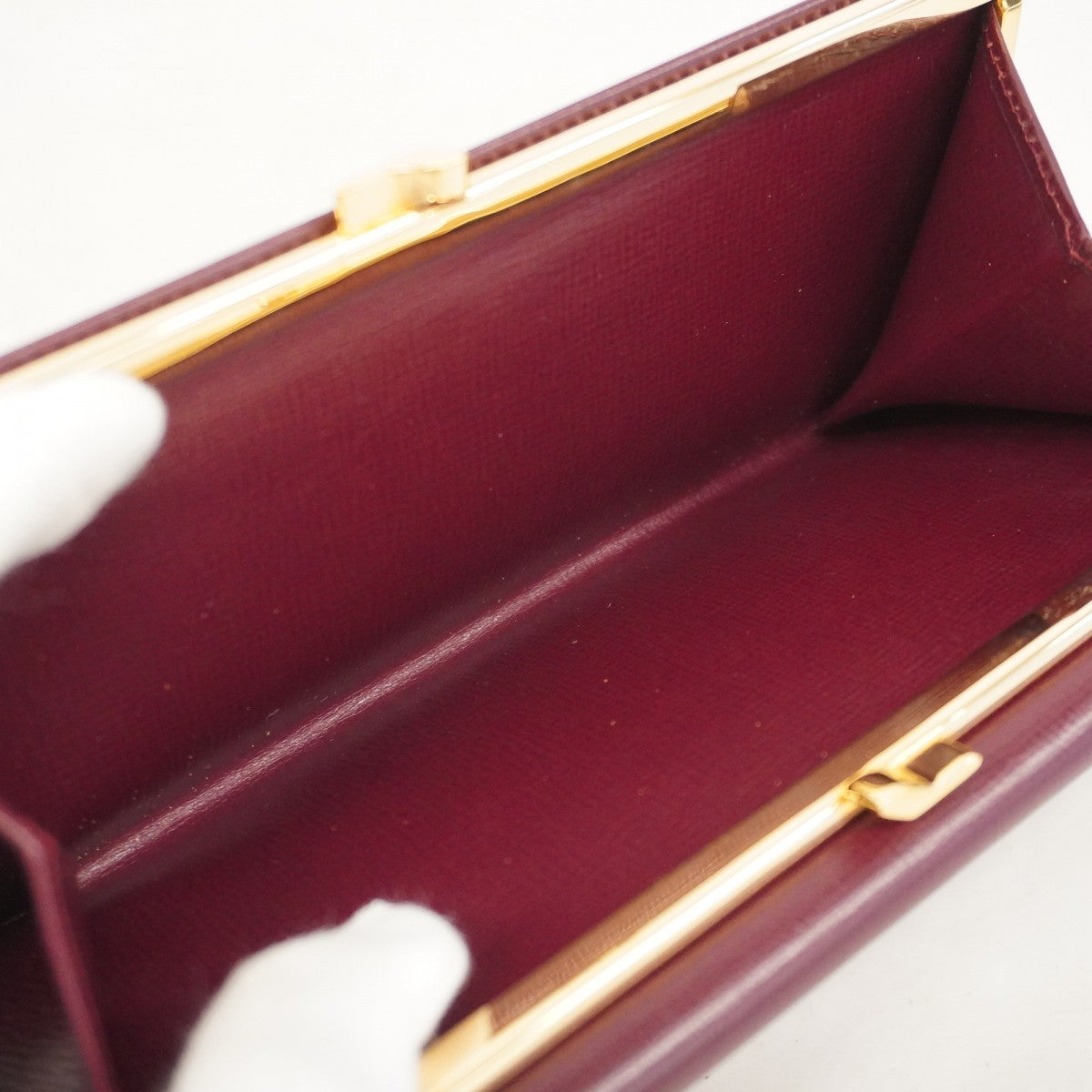 【5ib1404-h】カルティエ 長財布 マスト レザー ボルドー ゴールド金具【中古】レディース