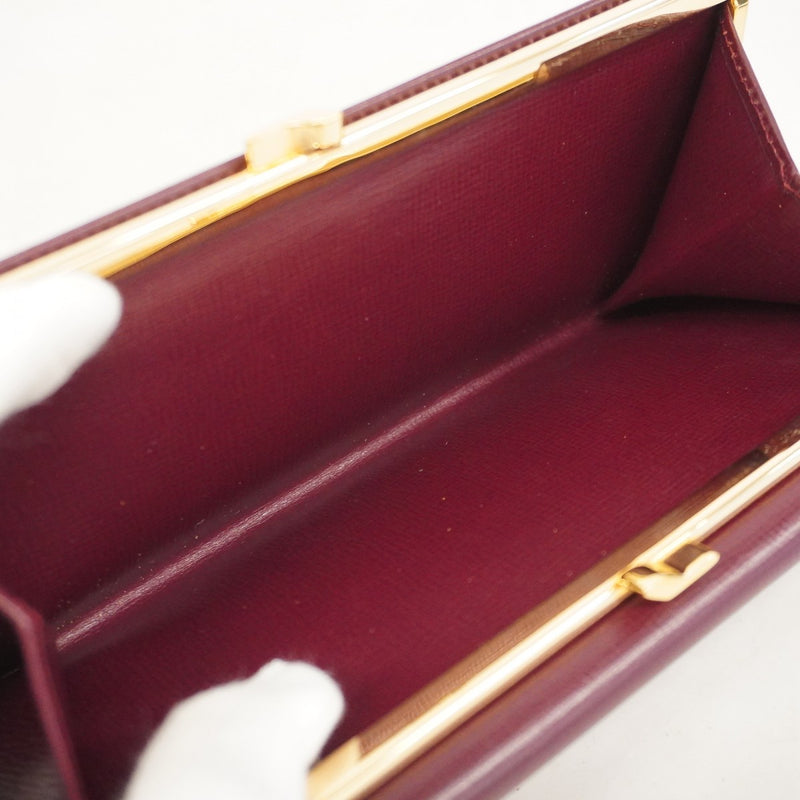 【5ib1404-h】カルティエ 長財布 マスト レザー ボルドー ゴールド金具【中古】レディース
