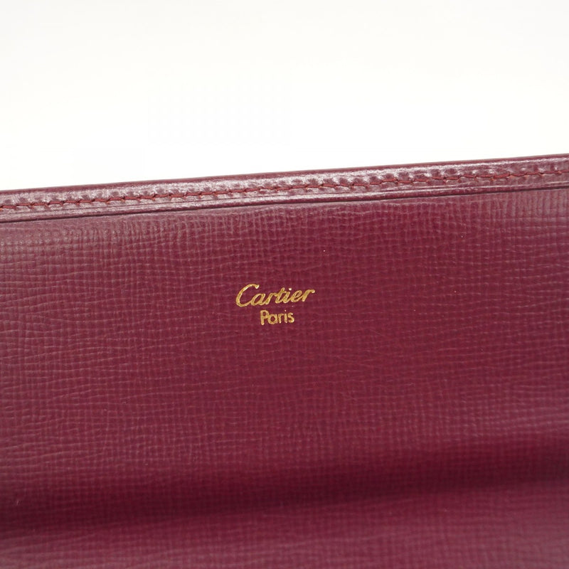 【5ib1404-h】カルティエ 長財布 マスト レザー ボルドー ゴールド金具【中古】レディース