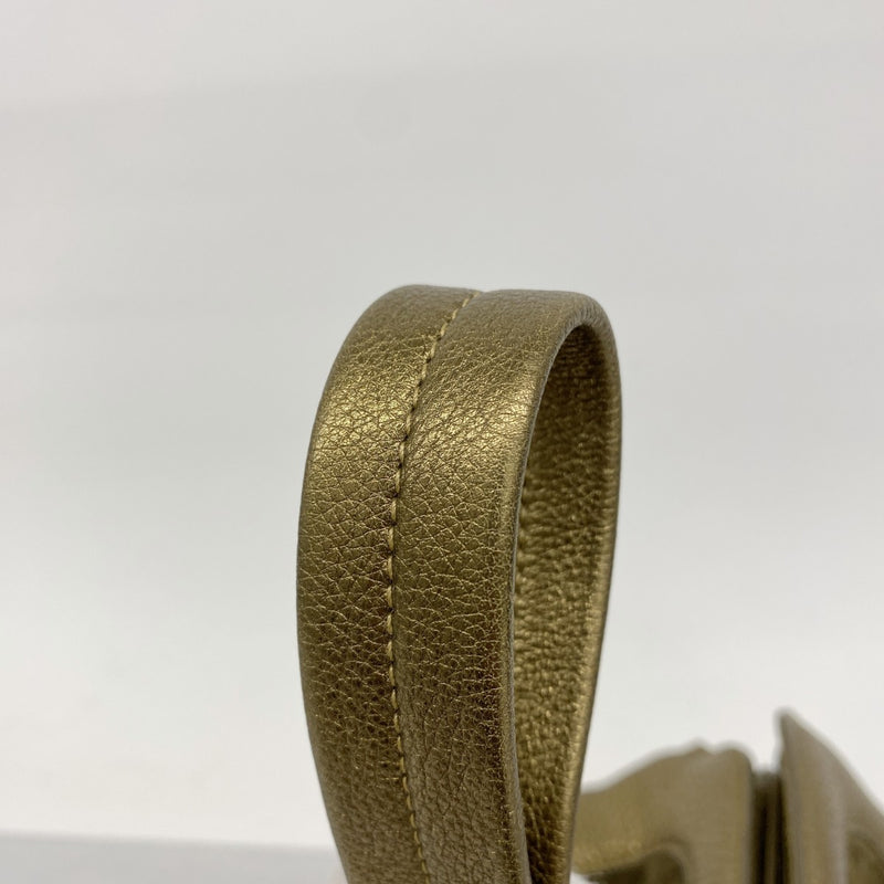 【5ib1416-h】カルティエ ショルダーバッグ ラドーニャ レザー スウェード カーキ ゴールド金具【中古】レディース