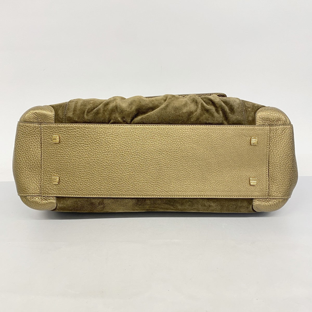 【5ib1416-h】カルティエ ショルダーバッグ ラドーニャ レザー スウェード カーキ ゴールド金具【中古】レディース