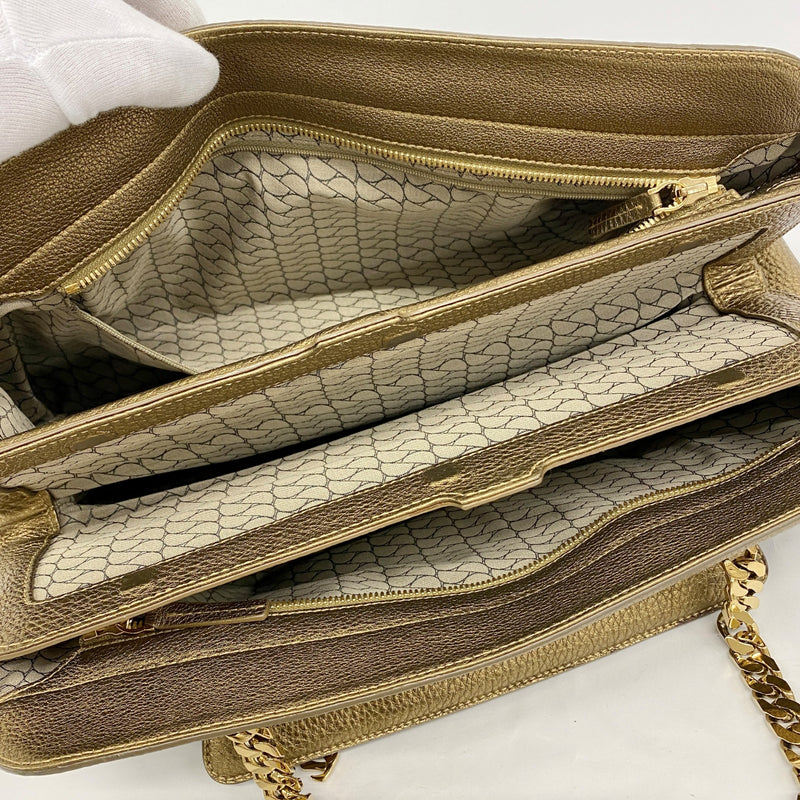 【5ib1416-h】カルティエ ショルダーバッグ ラドーニャ レザー スウェード カーキ ゴールド金具【中古】レディース