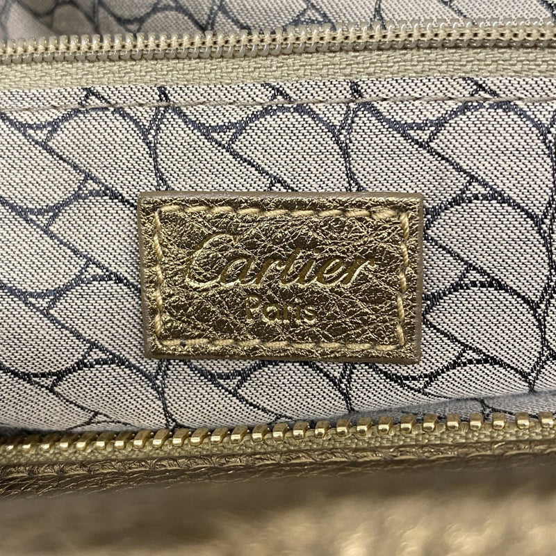 【5ib1416-h】カルティエ ショルダーバッグ ラドーニャ レザー スウェード カーキ ゴールド金具【中古】レディース
