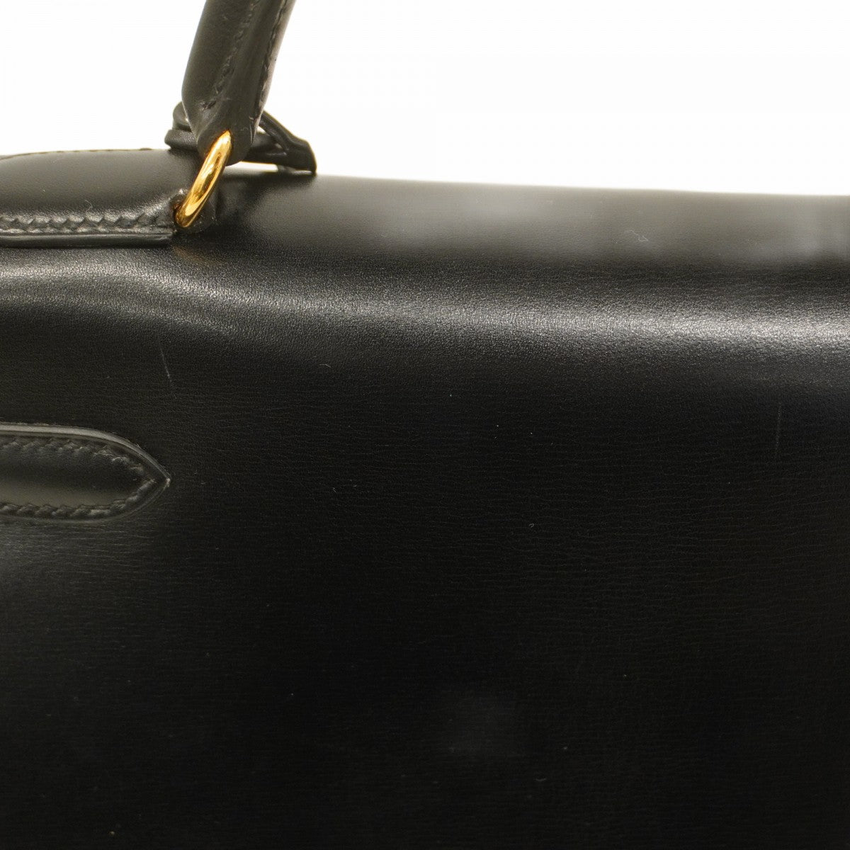 【5ib1497-h】エルメス ハンドバッグ ケリー32 ボックスカーフ ブラック ゴールド金具 〇A刻印【中古】レディース