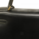 【5ib1497-h】エルメス ハンドバッグ ケリー32 ボックスカーフ ブラック ゴールド金具 〇A刻印【中古】レディース