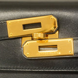 【5ib1497-h】エルメス ハンドバッグ ケリー32 ボックスカーフ ブラック ゴールド金具 〇A刻印【中古】レディース