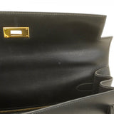 【5ib1497-h】エルメス ハンドバッグ ケリー32 ボックスカーフ ブラック ゴールド金具 〇A刻印【中古】レディース