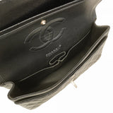 【5ib1542-h】シャネル ショルダーバッグ マトラッセ Wフラップ Wチェーン キャビアスキン ブラック シルバー金具【中古】レディース