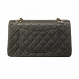 【5ib1542-h】シャネル ショルダーバッグ マトラッセ Wフラップ Wチェーン キャビアスキン ブラック シルバー金具【中古】レディース