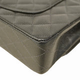 【5ib1542-h】シャネル ショルダーバッグ マトラッセ Wフラップ Wチェーン キャビアスキン ブラック シルバー金具【中古】レディース