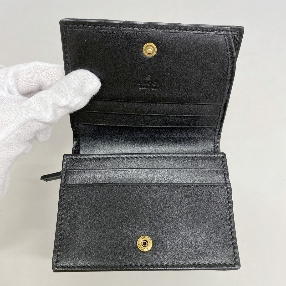 極美品✨グッチ 二つ折り財布 GGマーモント レザー ゴールド金具 ブラック 5ib1820-h】グッチ 財布 GGマーモント 466492 レザー ブラック